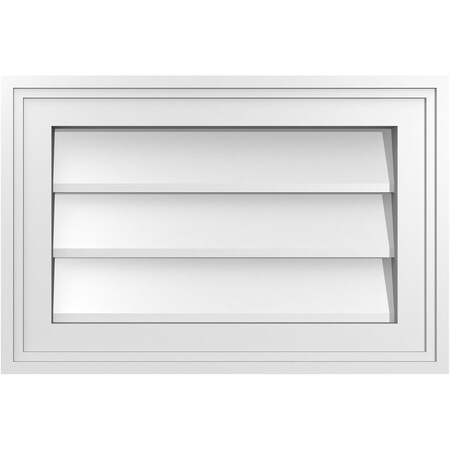 Ekena Millwork Vertical Surface Mount PVC Gable Vnt: Non-Functional, w/2"W x 1-1/2"H, Brickmould Frame, 18"W x 12"H GVPVE18X1202SN